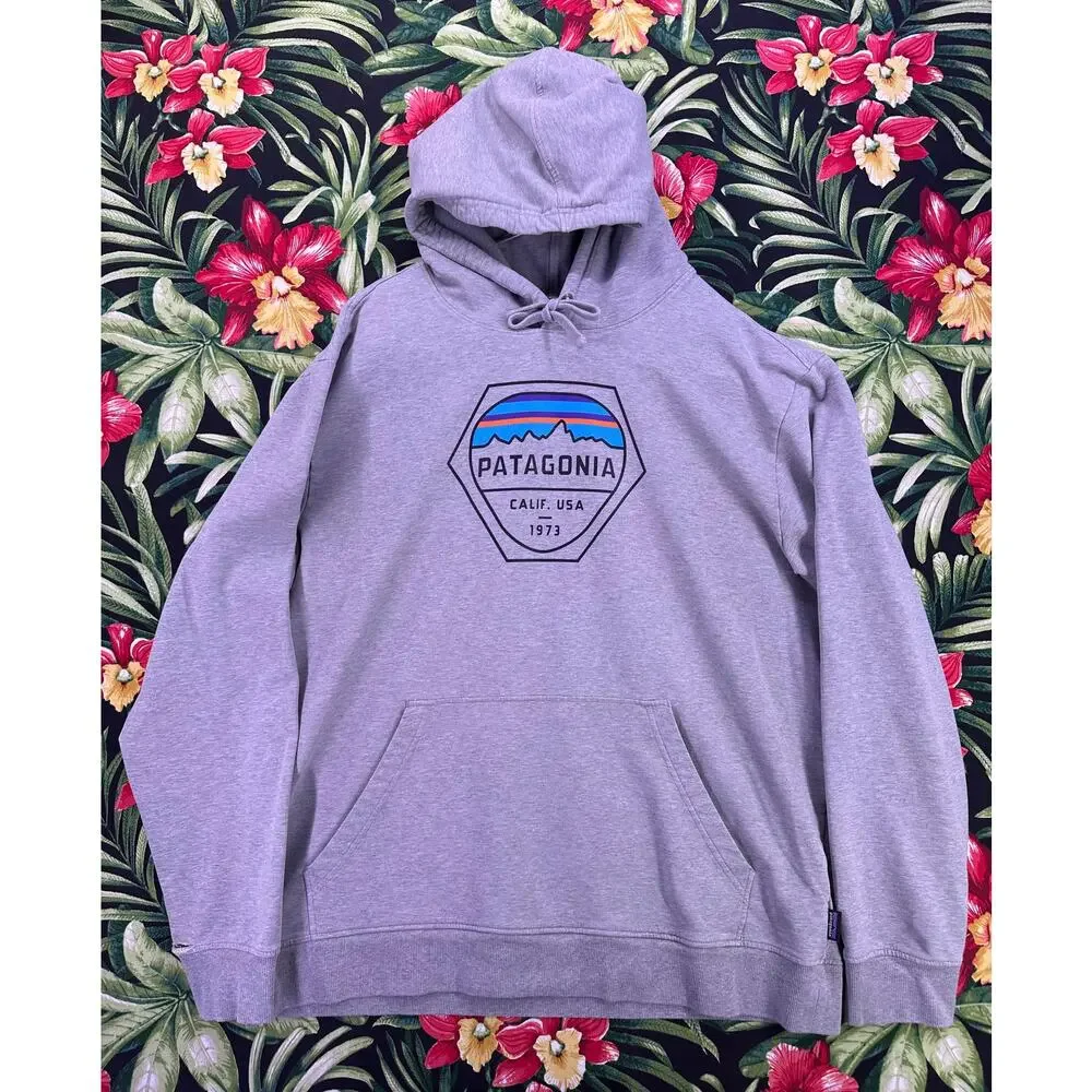 Patagonia Light Gray Hoodie IconLogo On The Chest Size Large